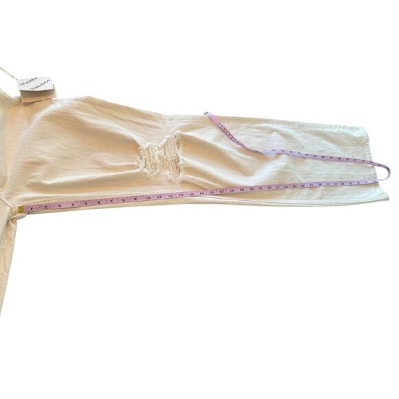 NWT Mother Superior Down Low Spinner Heel Natural Acts Cream Wide Leg Jean 26 - Picture 15 of 16